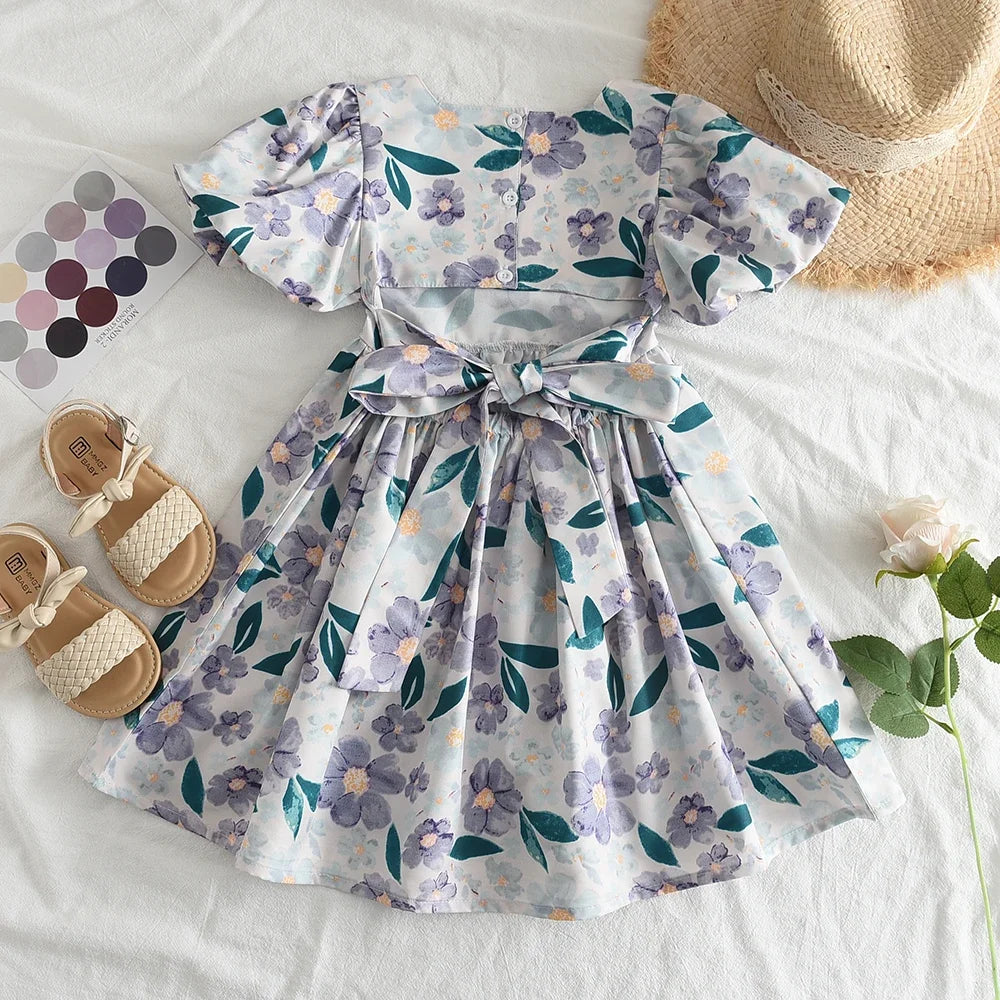 Bear Leader-vestido rosa a cuadros con lazo, elegante vestido Midi de Lolita para niñas grandes, vestidos para niños y adolescentes, vestido veraniego de princesa para fiesta