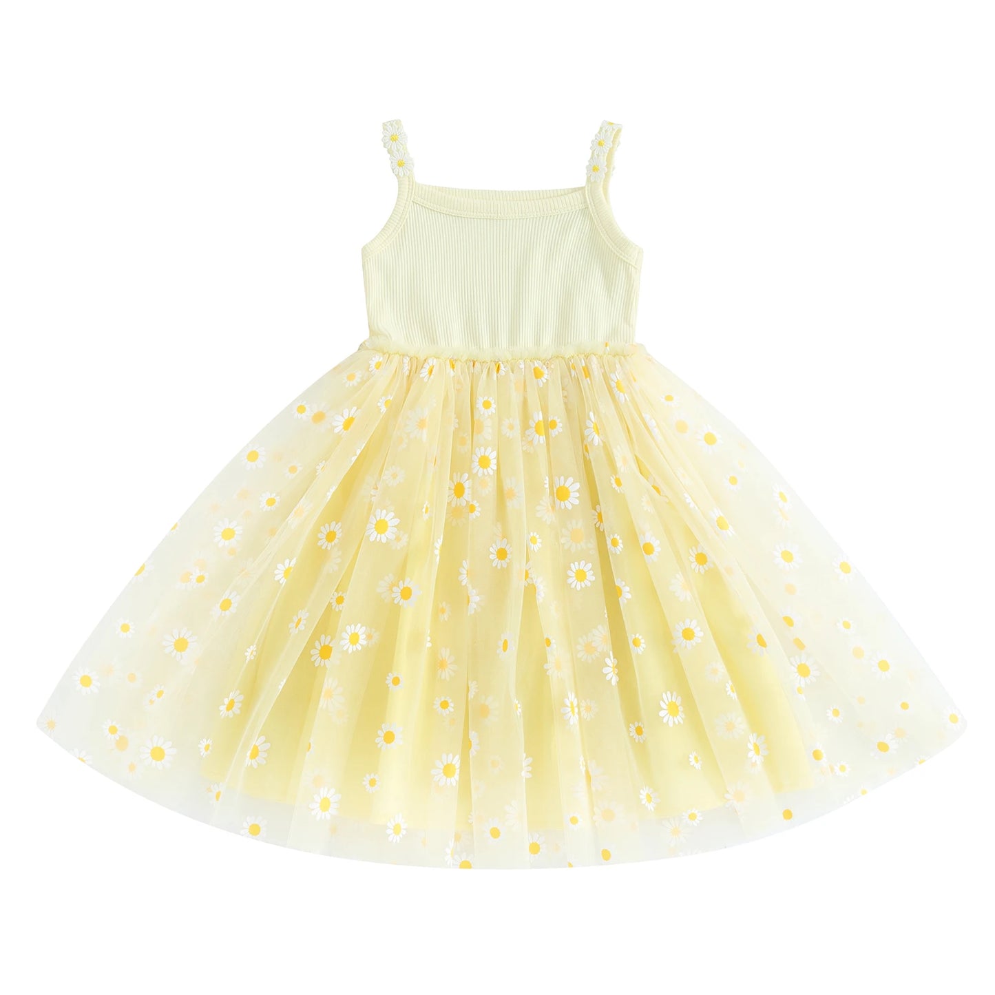 Pudcoco-vestido de princesa de malla con estampado de margaritas para niñas, ropa bonita para fiesta en la playa, 6M-4T