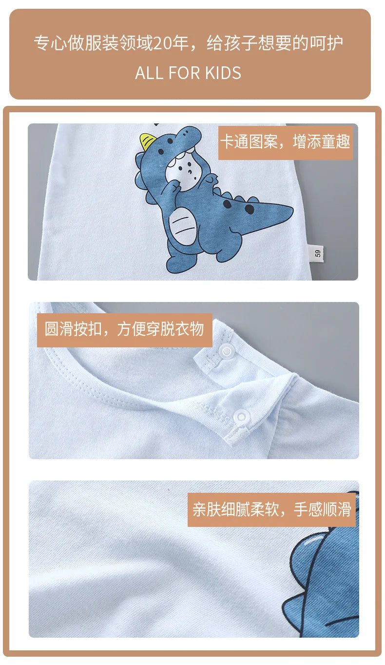 Ropa de una pieza de dibujos animados de verano para bebé, pelele de manga corta, ropa de escalada, monos para recién nacidos, mono para niño niña y niño