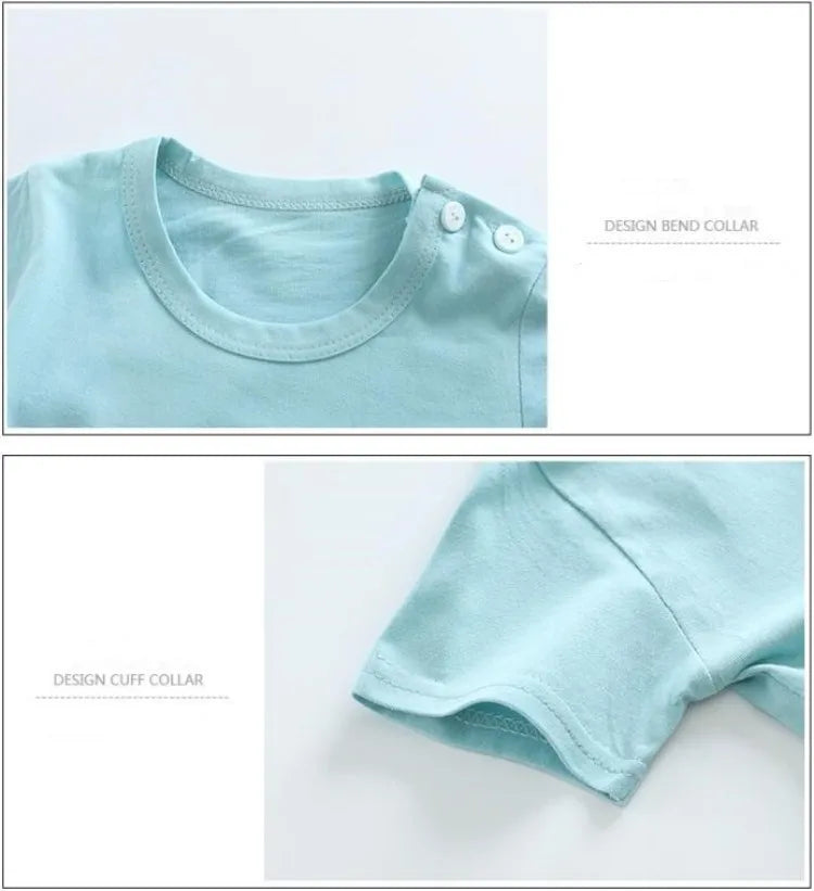 Camisetas de algodón + Pantalones cortos, conjunto de chándal de 2 piezas, traje de verano con estampado de dinosaurio y cebra de dibujos animados para niños y niñas, ropa para bebés de 1 a 6 años