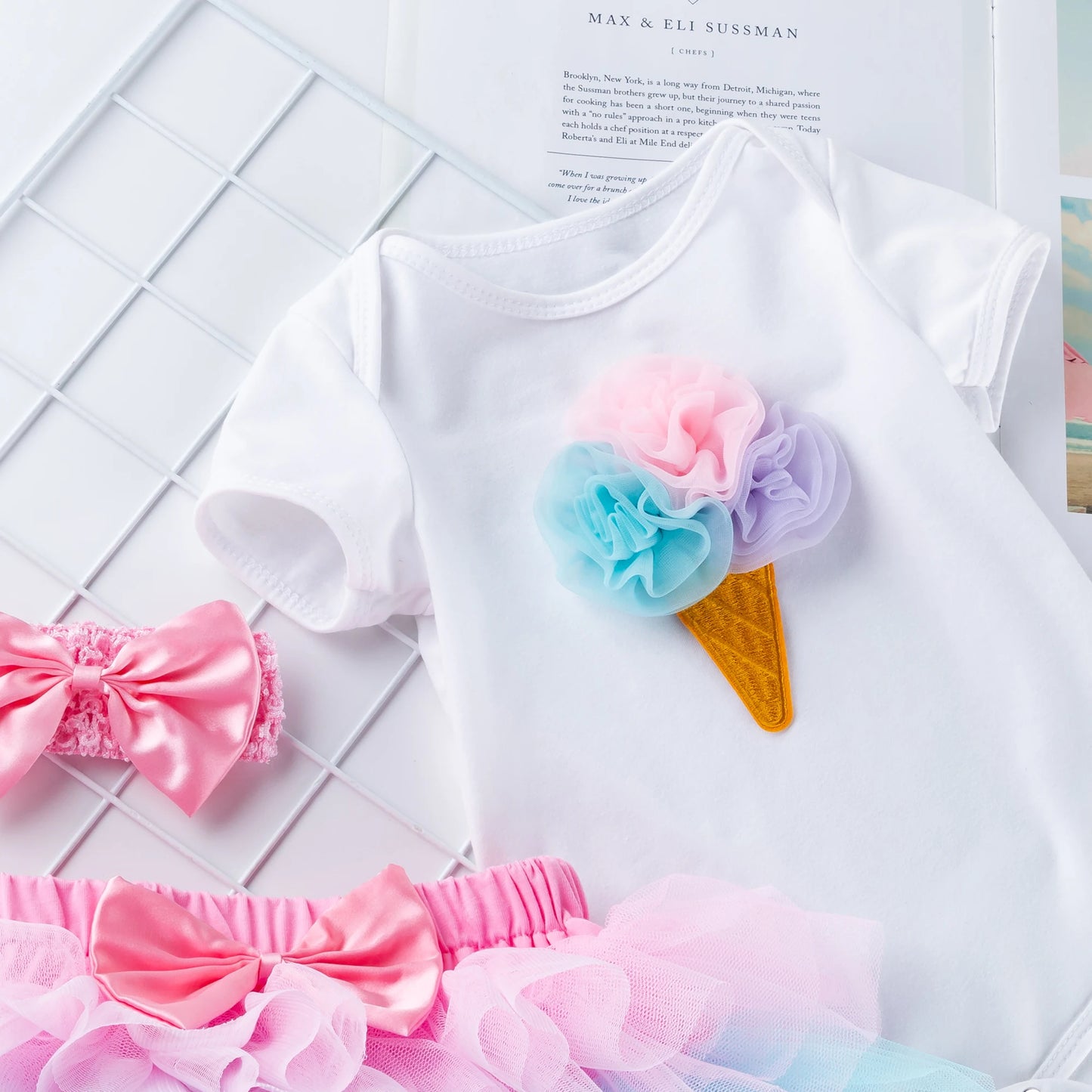 Tutu Baby Birthday Set Short Sleeve Romper Pettiskirt Girls 3 Pcs Clothing Sets New Summer Style
