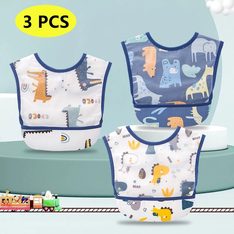Bufanda de manga larga para bebés y niños pequeños, bata artística impermeable, babero para alimentar, delantal con bolsillo, Baberos Bandana de tela para eructar para niños y niñas