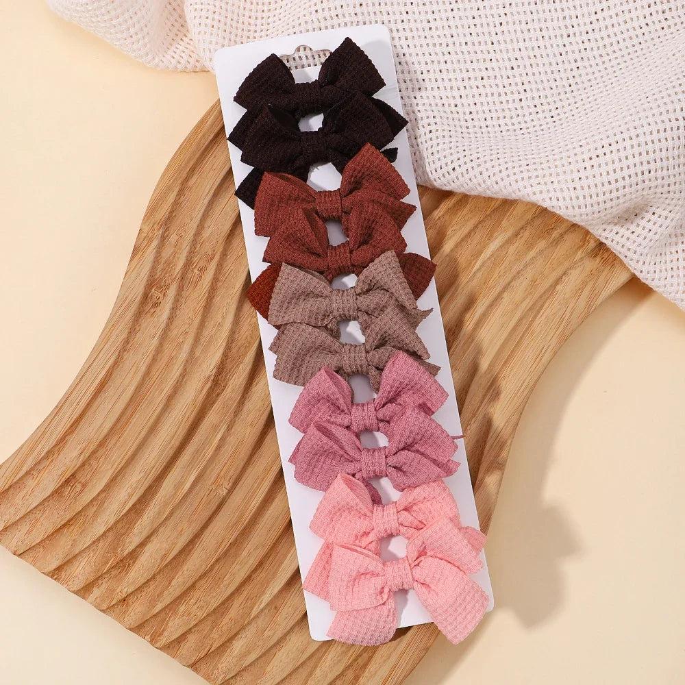 10 unids/lote de pinzas para el pelo con lazo de Color sólido para niñas, horquilla con lazo hecha a mano, Mini pasadores, accesorios para el cabello para niños