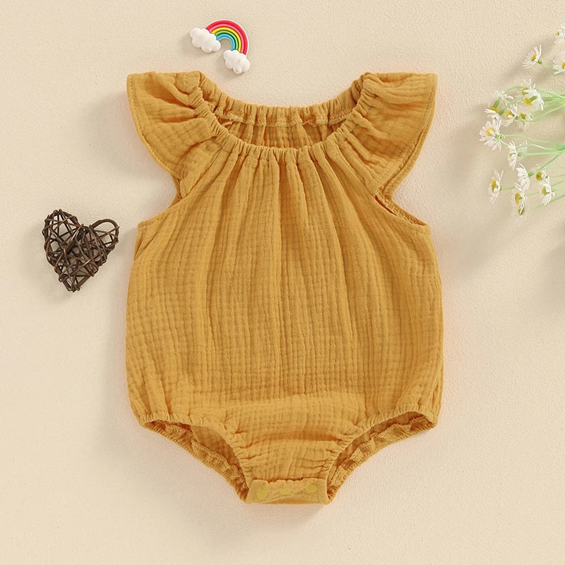 Pudcoco-Pelele de lino y algodón para niñas recién nacidas, sin mangas, con hombros descubiertos, sólido, ropa de verano, informal, de 0 a 24 meses