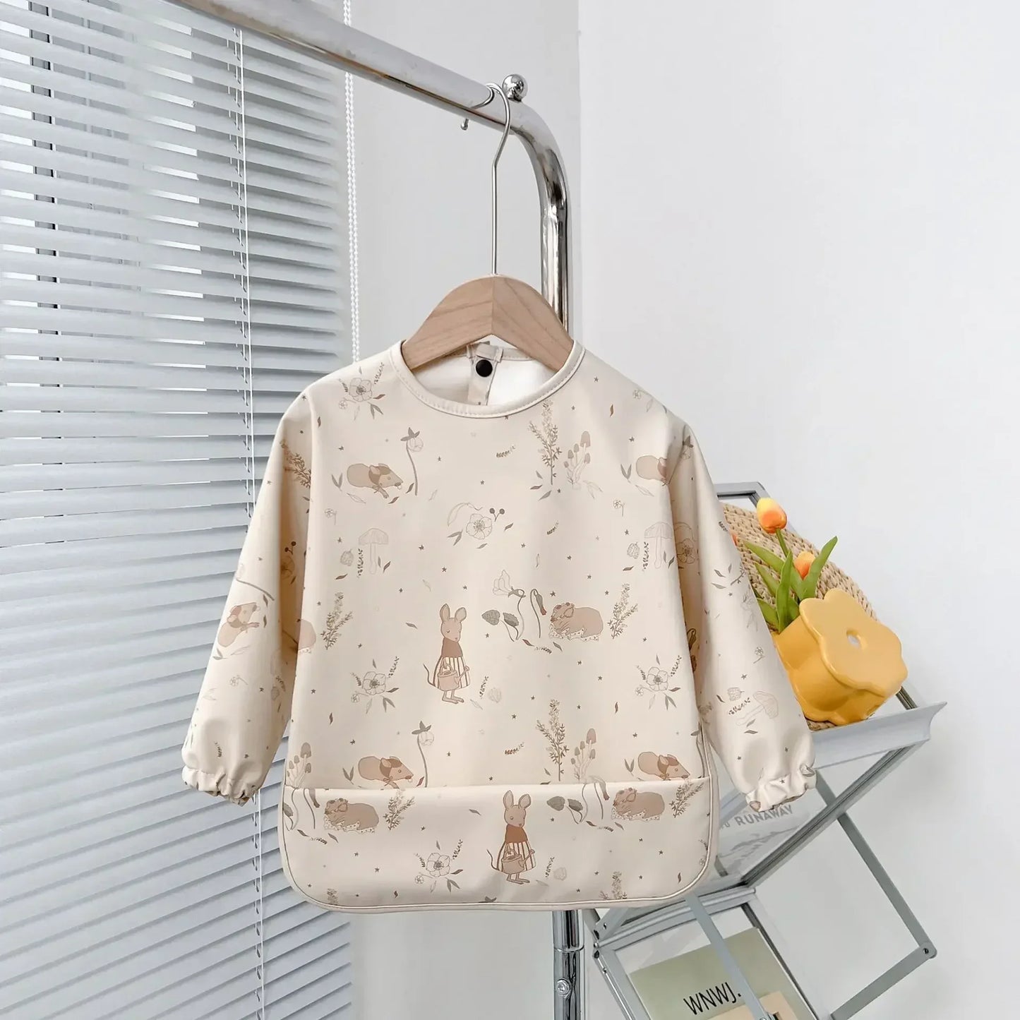 Babero suave impermeable para bebé, paño de alimentación ajustable de manga larga para niño pequeño y niña, bata de pintura, delantal para comer comida infantil