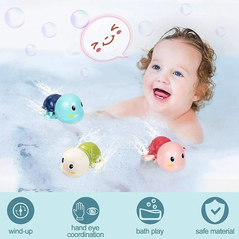 Juguetes de baño para bebé, bonito baño, tortuga, ballena, piscina, playa, cadena clásica, mecanismo de relojería, juguete de agua para niños, juguetes para jugar en el agua