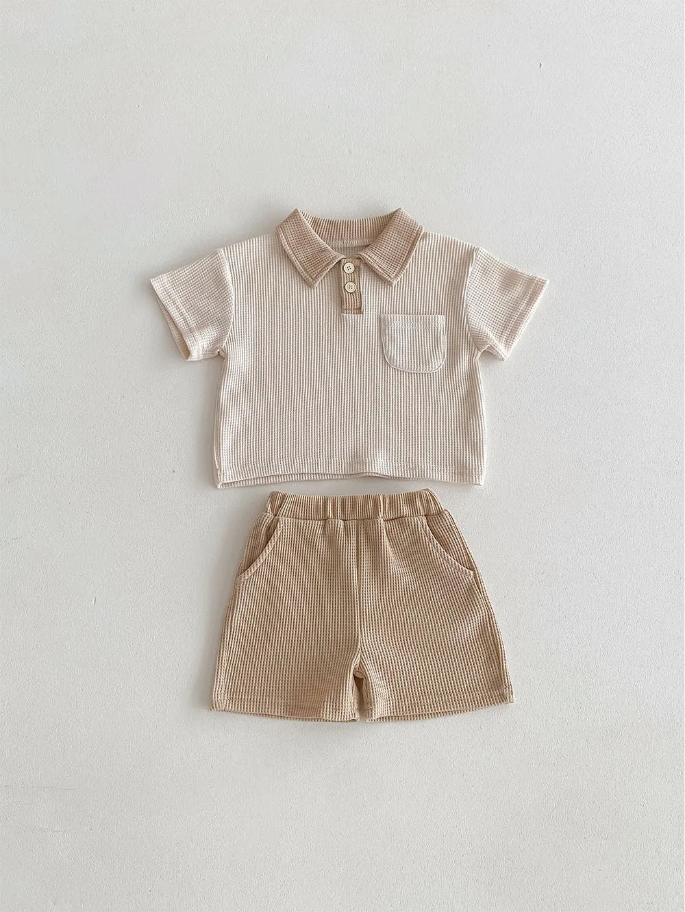 Conjunto de ropa de verano para bebé, camiseta y pantalones cortos con cuello vuelto, 2 uds., traje de chándal para niño pequeño