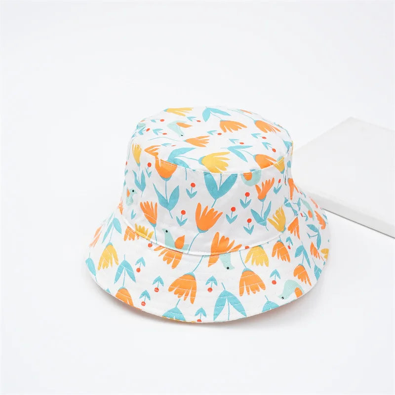 Sombrero de pescador para niños de 1 a 12 años, gorros de cubo con estampado rosa para niñas y bebés, gorro de lavabo con protección UV transpirable de algodón, viseras de sombrilla para niños