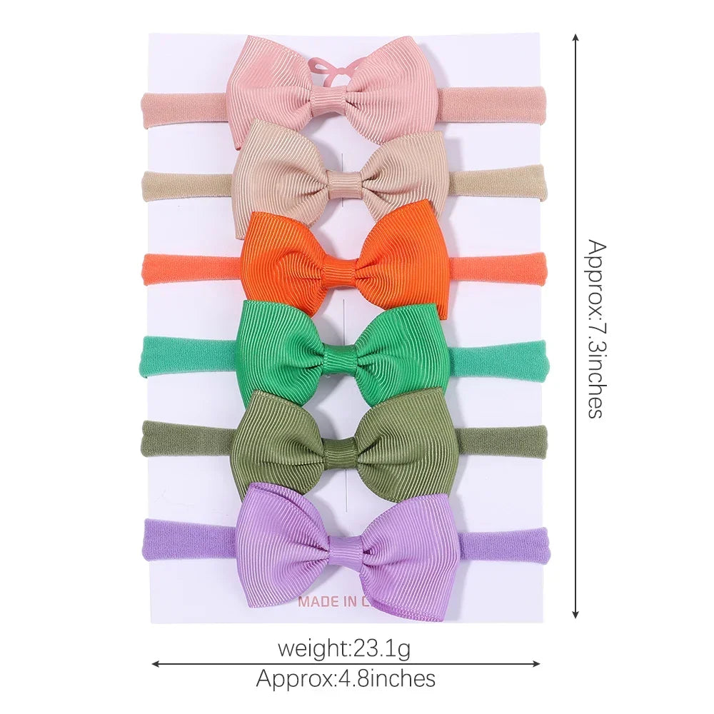 4/5/6 unids/set sombreros de Color sólido para niños bandas elásticas para el cabello para bebé cinta bonita diadema con lazo accesorios para el cabello para niñas