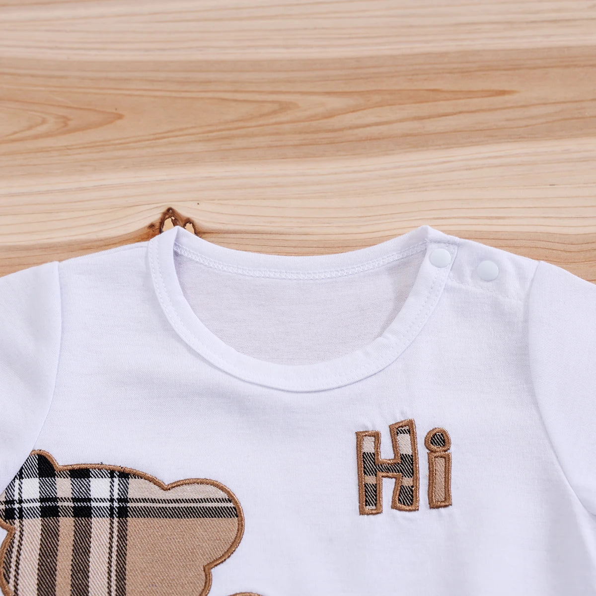 2pcs IURNXB Baby Clothes Set Infant Short Sleeve Tees+Shorts Cartoon Checked Bear Print Cute Kids Tops Pants Casual Suits 3-24M