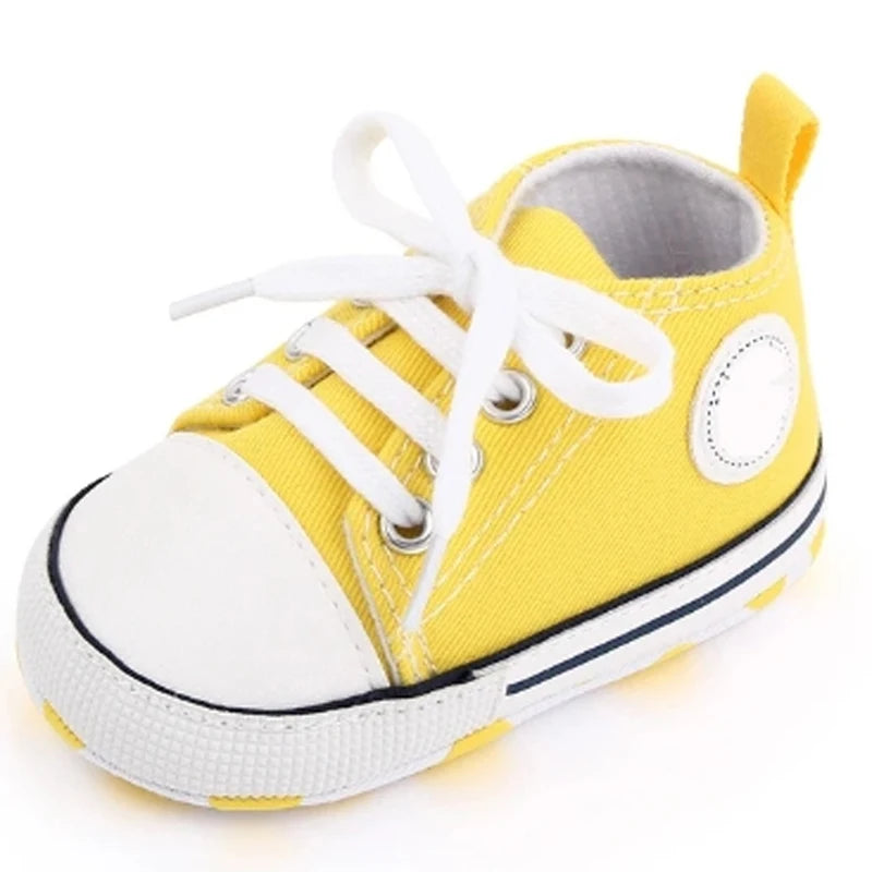 Zapatos clásicos de lona para bebé, zapatillas informales para recién nacido, primeros pasos, suela suave, antideslizante, D2486
