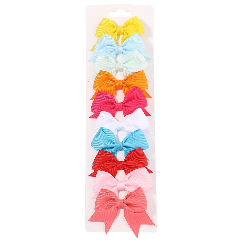 10 unids/lote de pinzas para el pelo con lazo de Color sólido para niñas, horquilla con lazo hecha a mano, Mini pasadores, accesorios para el cabello para niños
