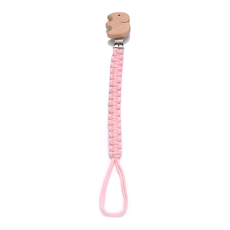 Cadena de chupete de bebé de tela de algodón de ganchillo Simple, Clip de madera de haya con forma de corazón y Luna para bebé hecho a mano, cadena para chupete, juguete para la dentición