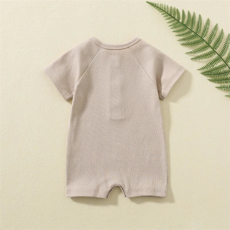 Pelele para bebé, ropa de verano, pijamas finos para bebé, mono de manga corta, ropa acanalada, trajes elásticos de punto para niña