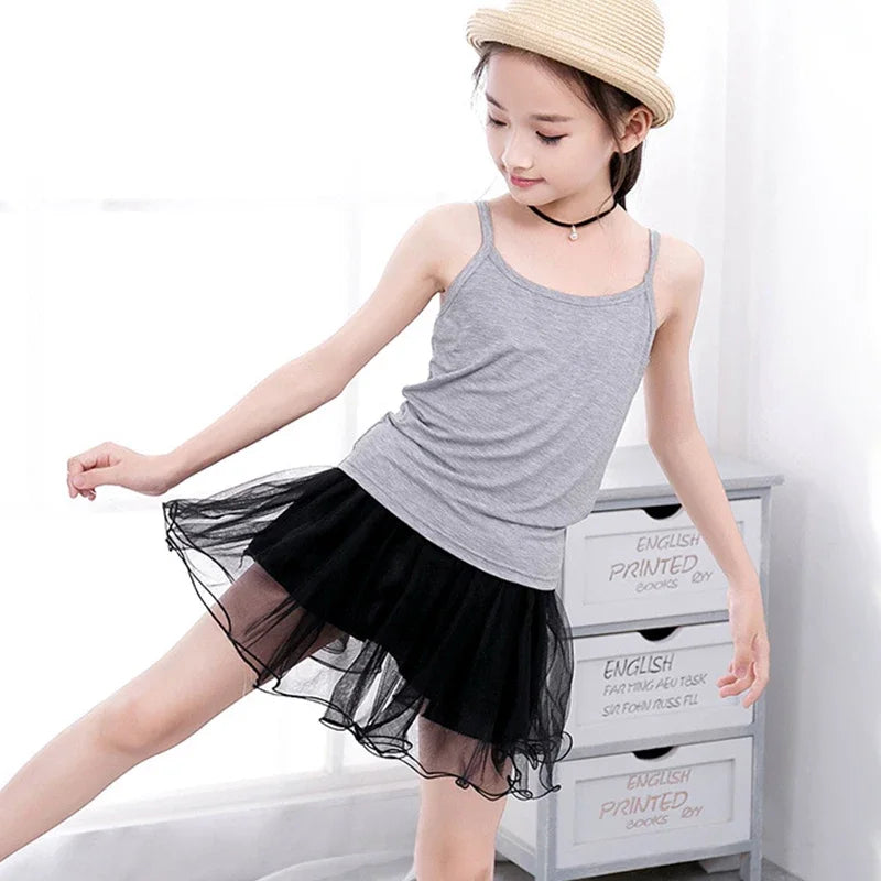 Camiseta para niñas pequeñas, camiseta interior sin mangas de verano para adolescentes, chaleco de Color caramelo, ropa con tirantes para niños de 2 a 12T