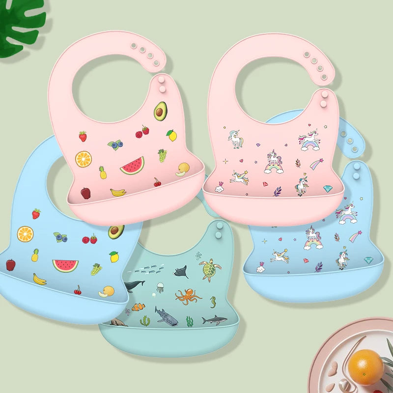 Babero de silicona para bebé, Baberos impermeables con goteo de Saliva y plátano, delantales comestibles suaves para alimentación de recién nacido, bufanda ajustable para eructar para bebé
