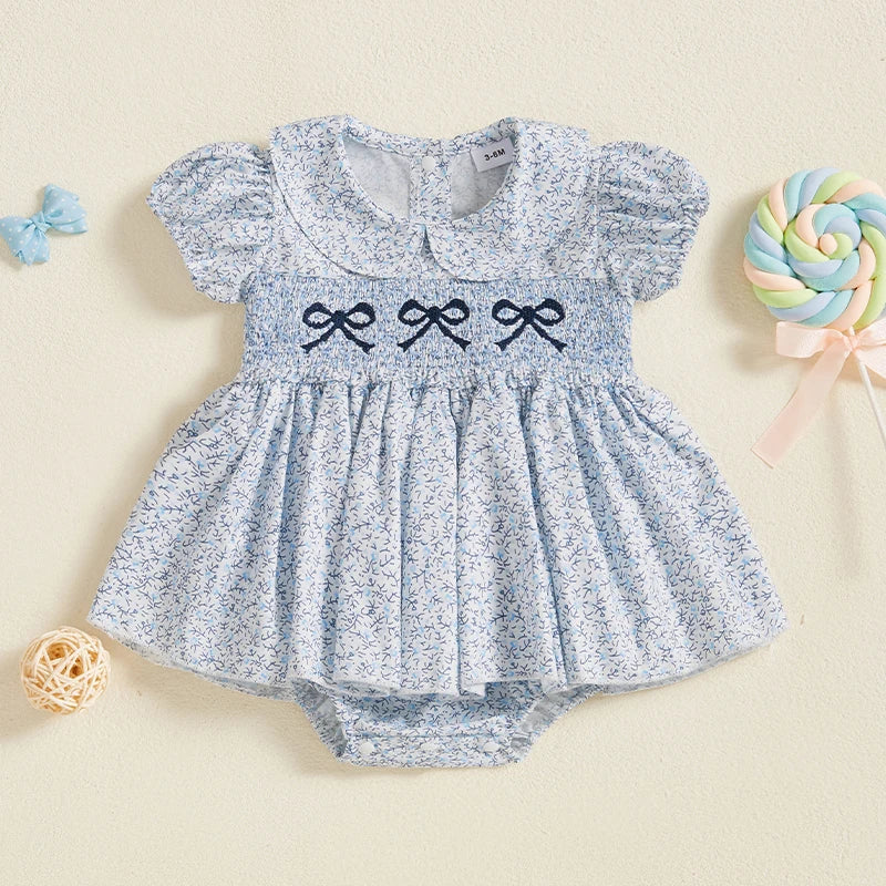 Ropa de verano para niñas pequeñas, pelele Floral de manga corta, vestido, mono con tutú, mono con cuello de muñeca