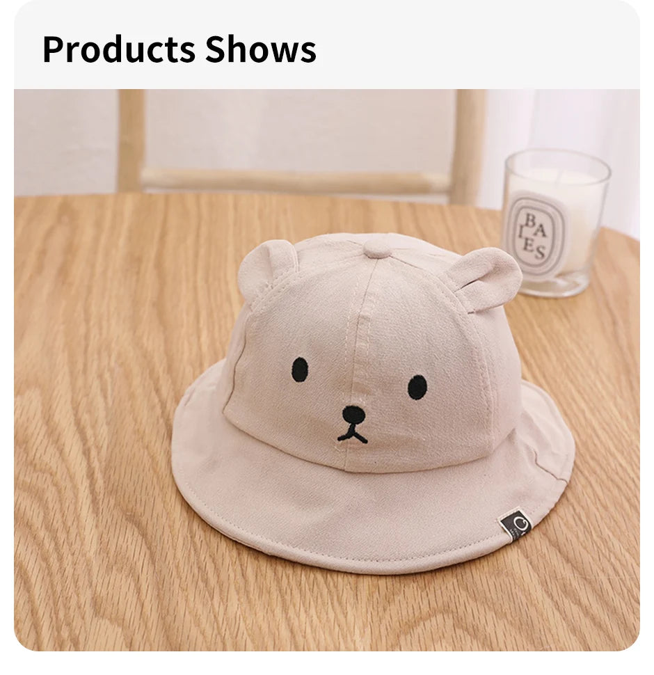 Lindo oso bebé cubo sombrero con orejas niño niña algodón niños sombrero de sol al aire libre verano niño Panamá gorra