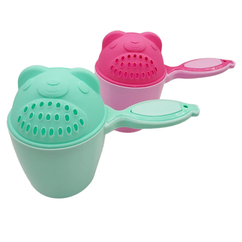 Taza de baño de oso de dibujos animados para bebé, taza de champú para ducha de niño recién nacido, cuchara de agua para ducha de bebé y niño, tazas de lavado de baño para 3 colores, 1 ud.