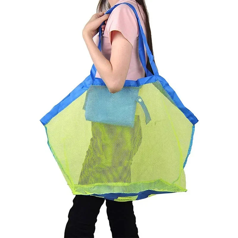 Bolsa de malla portátil con arena para niños, bolsas de almacenamiento de juguetes de baño para niños, bolsa de playa grande para toallas, bolsa de maquillaje cosmético para mujeres