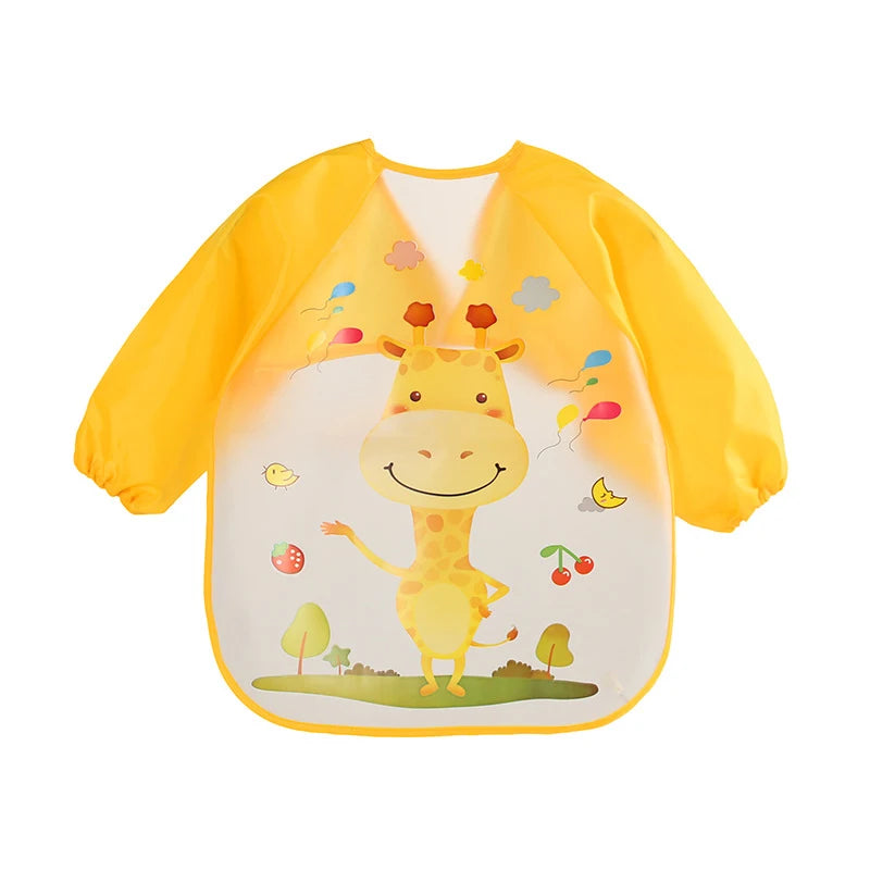Babero antisuciedad impermeable de EVA para bebé de 0 a 3 años, abrigo de manga larga con correa, alimentación suave a prueba de suciedad, bonito patrón de dibujos animados, paños para eructar