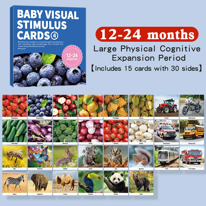Tarjetas de estimulación Visual para bebés, tarjeta Flash Montessori de alto contraste, regalo infantil para niños, juguete cognitivo