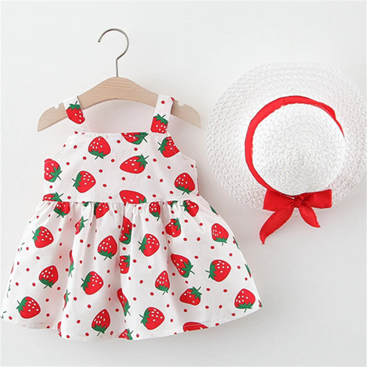 Vestido de verano para niña pequeña, versión coreana vestido Floral, elegante, algodón, pajarita, sombrero incluido