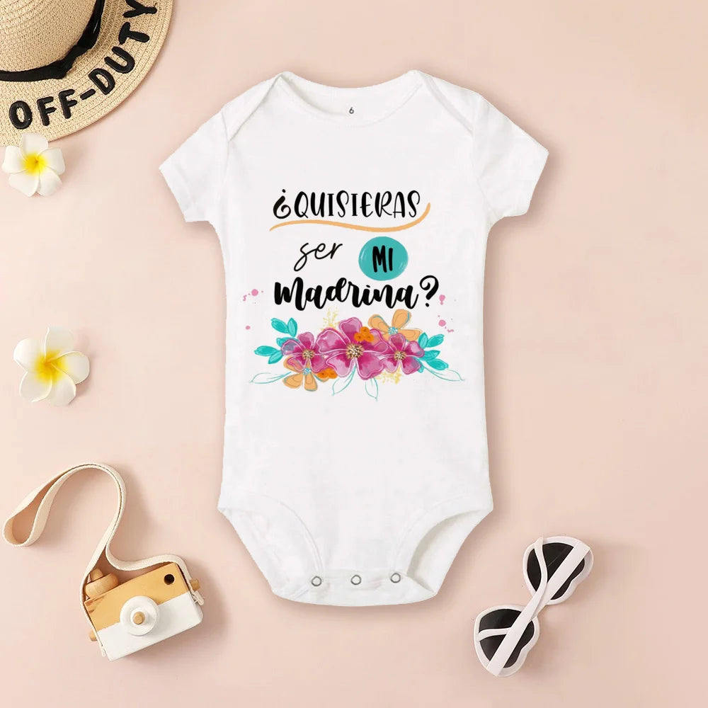 Be You Be My Godmother & Godfather-body con estampado para bebé, ropa de bautismo para Madrina Padrino, monos infantiles de verano