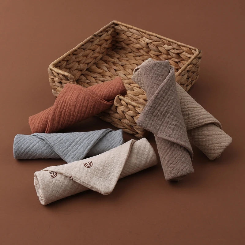 Toalla para bebé de 5 piezas, artículos para recién nacidos, cuadrados de muselina, baño de mano para recién nacido, toallas para la cara, gasa de algodón suave, toallita para bebé