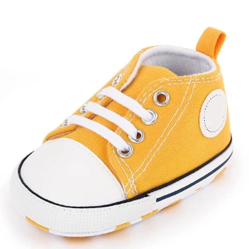 Zapatos clásicos de lona para bebé, zapatillas informales para recién nacido, primeros pasos, suela suave, antideslizante, D2486