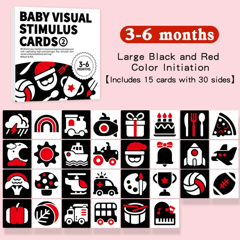 Tarjetas de estimulación Visual para bebés, tarjeta Flash Montessori de alto contraste, regalo infantil para niños, juguete cognitivo