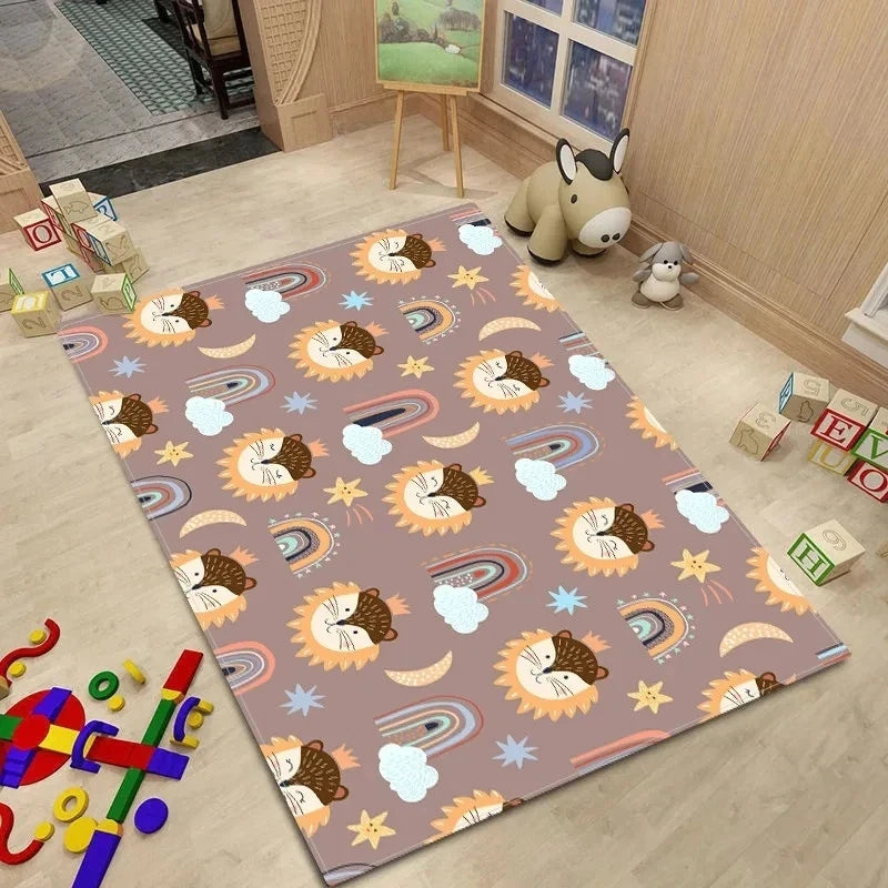 Alfombra de estilo nórdico para habitación de bebé, Alfombra de dibujos animados de animales para dormitorio de niños, alfombra Kawaii para habitación de niñas y niños, Alfombra de juego antideslizante para niños