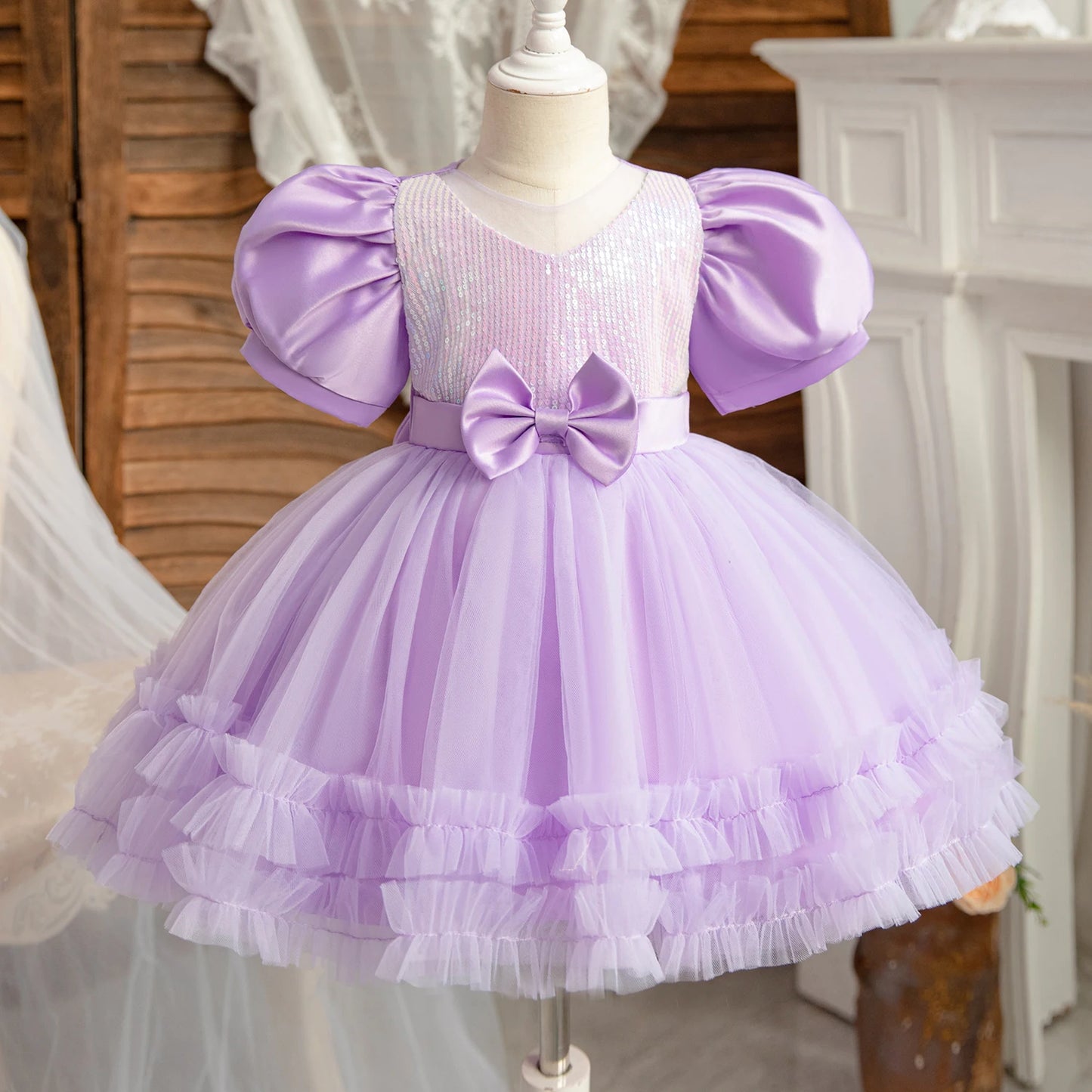 Vestido de niña recién nacida, vestidos de fiesta para niñas de 1 año, vestido de princesa de cumpleaños, vestido de bautizo con mangas peludas de verano, ropa de bebé
