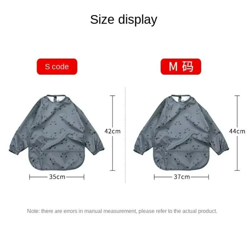 Babero suave impermeable para bebé, paño de alimentación ajustable de manga larga para niño pequeño y niña, bata de pintura, delantal para comer comida infantil