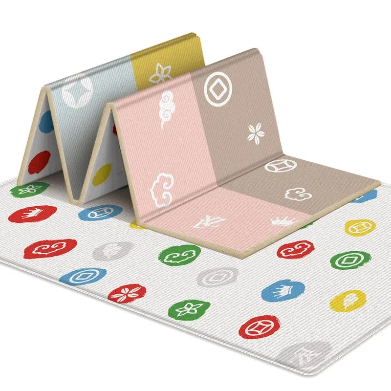 Alfombra de juego para bebés de 97x177cm, alfombra plegable para niños, alfombra para habitación de niños con patrón de doble cara, superficie de actividad educativa fácil de llevar