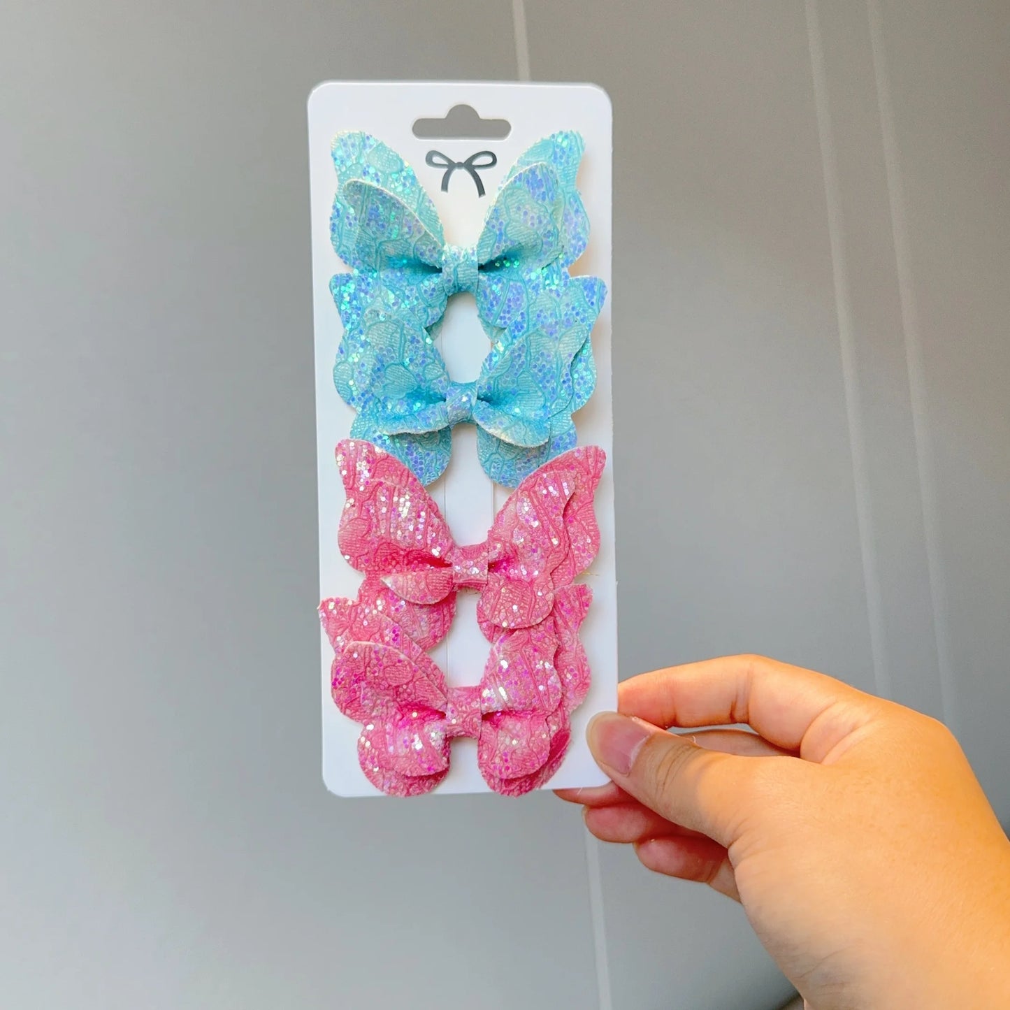 4 Uds. De lazos para el pelo de mariposa lisos y pinzas para el pelo para niñas, accesorios para el cabello de cuero para niños, horquillas, pasadores, tocados de regalo