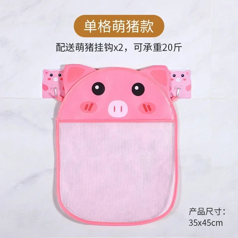 Cesta colgante de ducha de animales de dibujos animados, bolsa de malla bonita, organizador de almacenamiento para el baño, soporte para niños, bolsa de red para juguetes de agua para baño de bebé