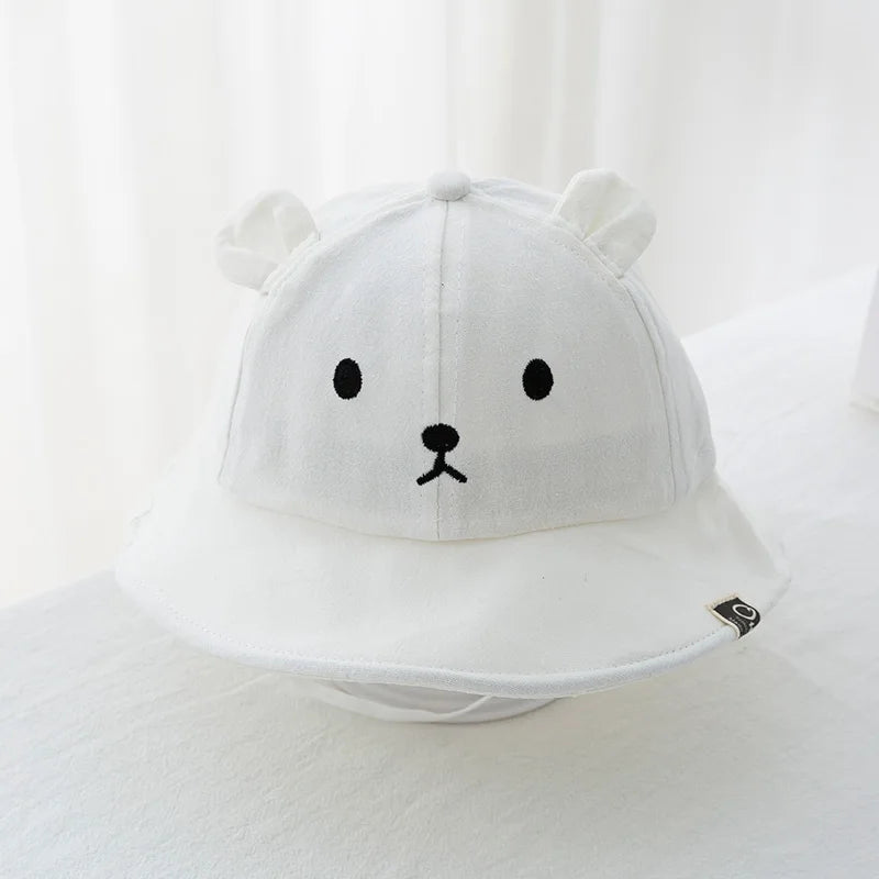 Lindo oso bebé cubo sombrero con orejas niño niña algodón niños sombrero de sol al aire libre verano niño Panamá gorra