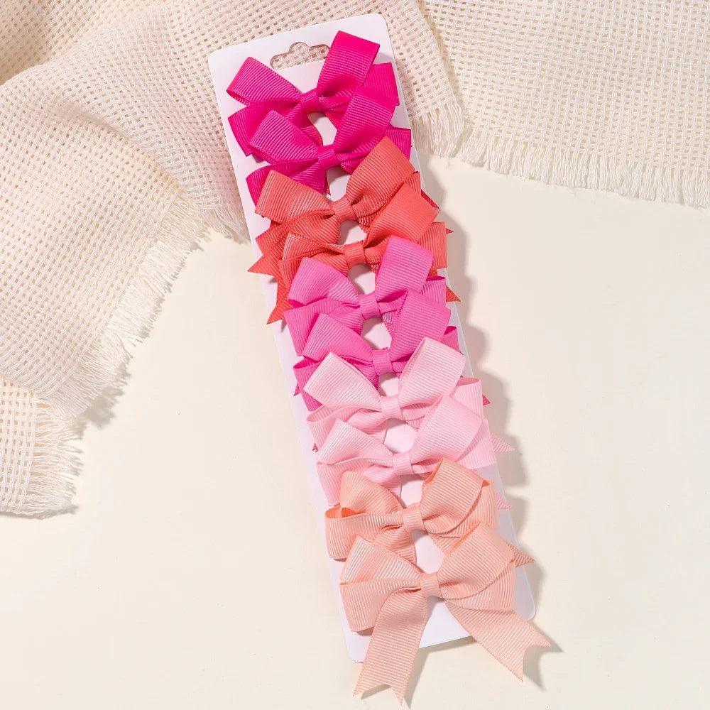 10 unids/lote de pinzas para el pelo con lazo de Color sólido para niñas, horquilla con lazo hecha a mano, Mini pasadores, accesorios para el cabello para niños