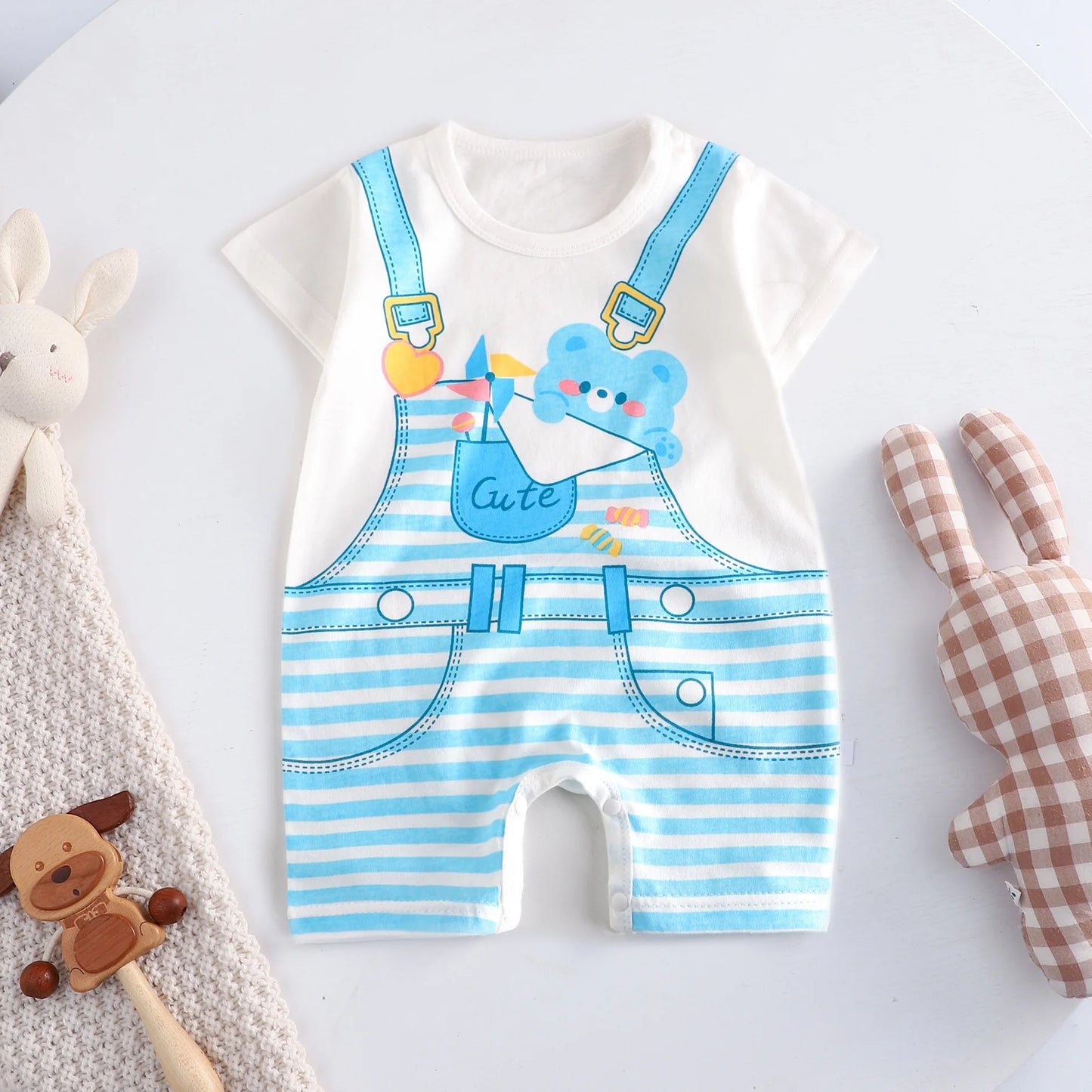 Ropa de una pieza de dibujos animados de verano para bebé, pelele de manga corta, ropa de escalada, monos para recién nacidos, mono para niño niña y niño