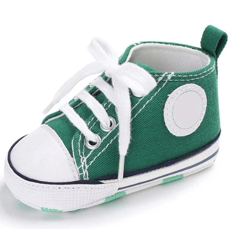 Zapatos clásicos de lona para bebé, zapatillas informales para recién nacido, primeros pasos, suela suave, antideslizante, D2486