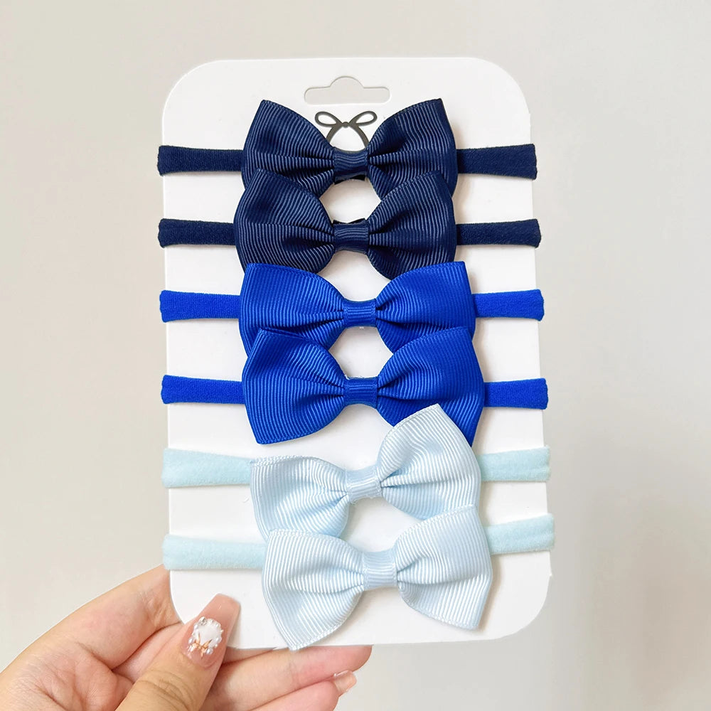 4/5/6 unids/set sombreros de Color sólido para niños bandas elásticas para el cabello para bebé cinta bonita diadema con lazo accesorios para el cabello para niñas