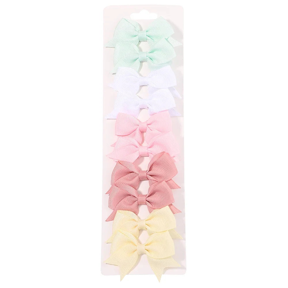 10 unids/lote de pinzas para el pelo con lazo de Color sólido para niñas, horquilla con lazo hecha a mano, Mini pasadores, accesorios para el cabello para niños