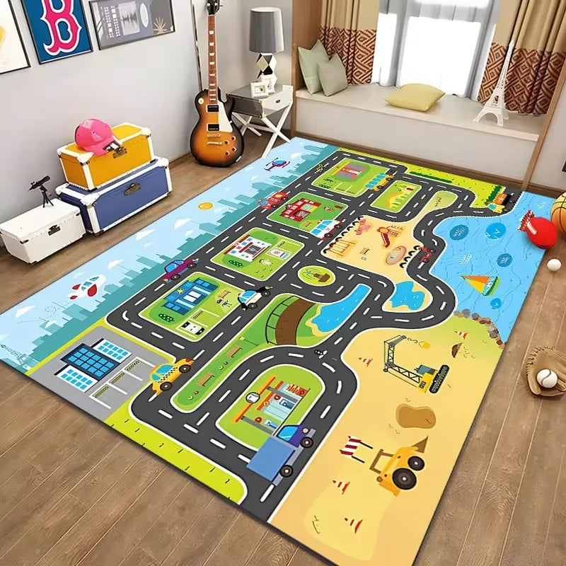 Alfombra educativa de vida urbana para niños, sistema de tráfico por carretera, alfombra para dormitorio, sala de juegos, alfombra de aprendizaje divertida, segura para niños