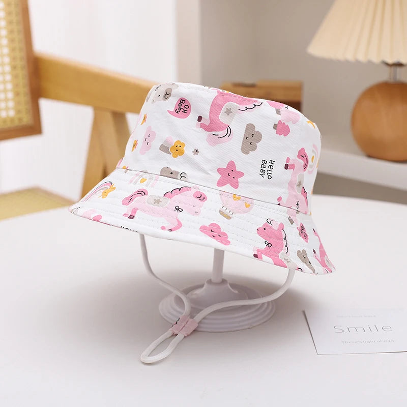 Sombrero de Sol de Panamá para bebé, gorra de pescador de dibujos animados para niño y niña, sombrero de cubo para bebé al aire libre, novedad de verano y otoño
