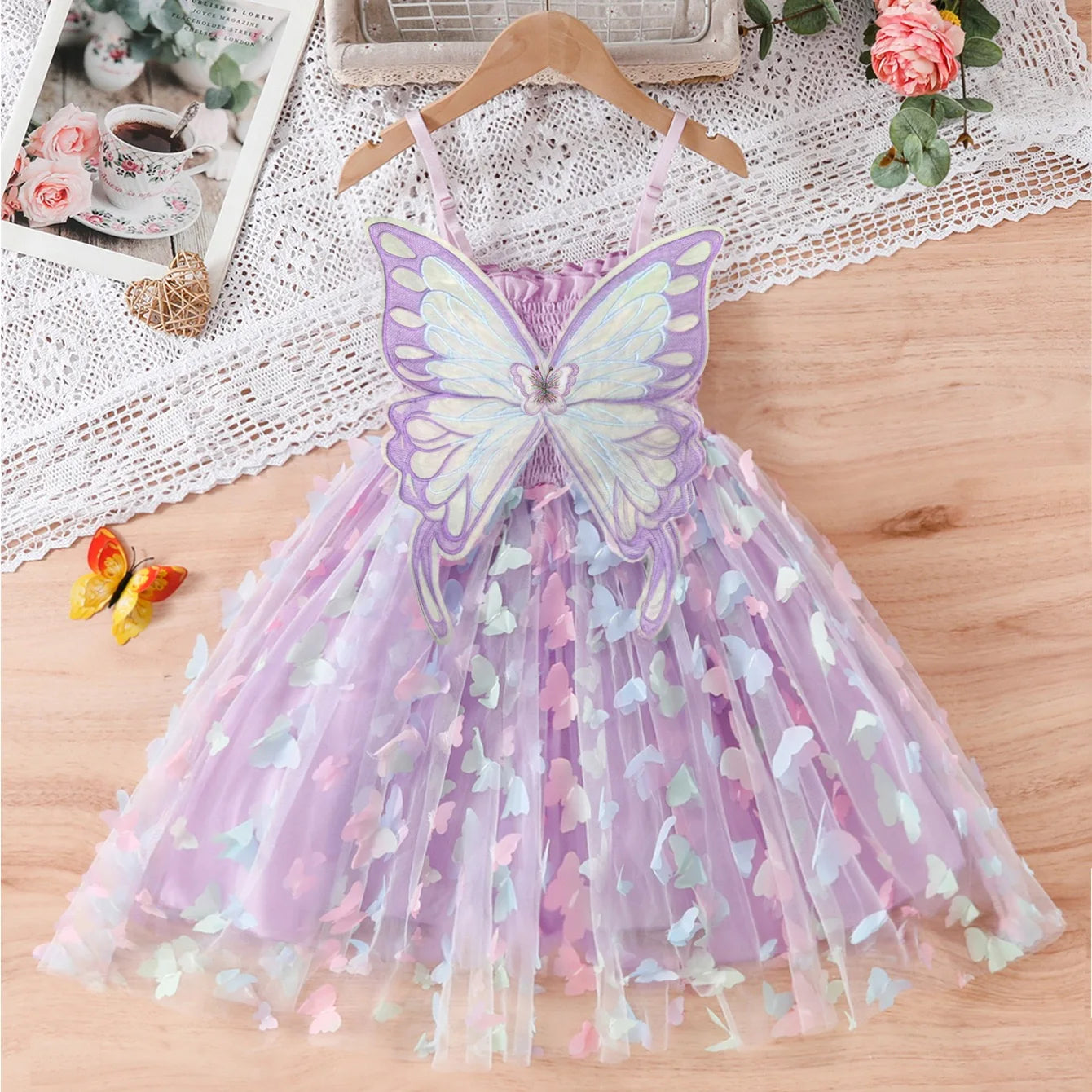 2 to 6 Yrs Girls Summer Dresses Party Fairy Princess Dress Wedding Dress Baby Girl Casual Clothes Kids Butterfly Dress for Girls