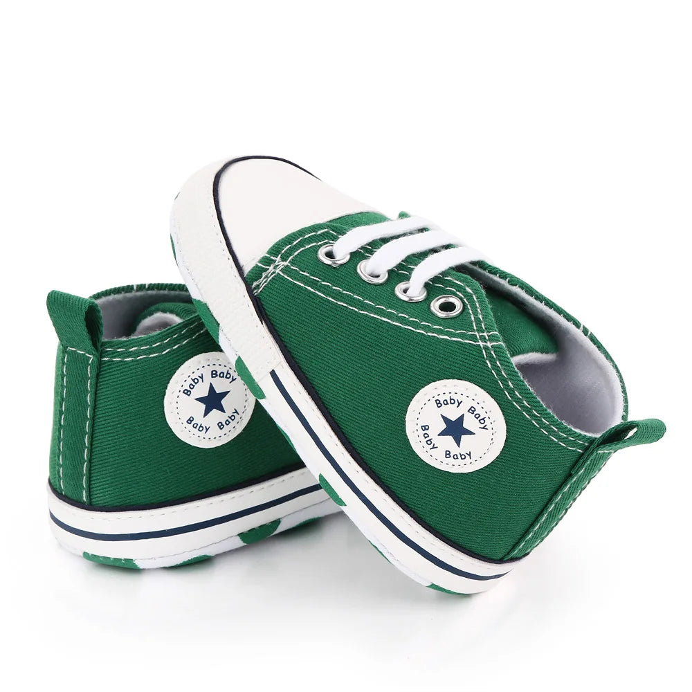 Zapatos clásicos de lona para bebé, zapatillas informales para recién nacido, primeros pasos, suela suave, antideslizante, D2486