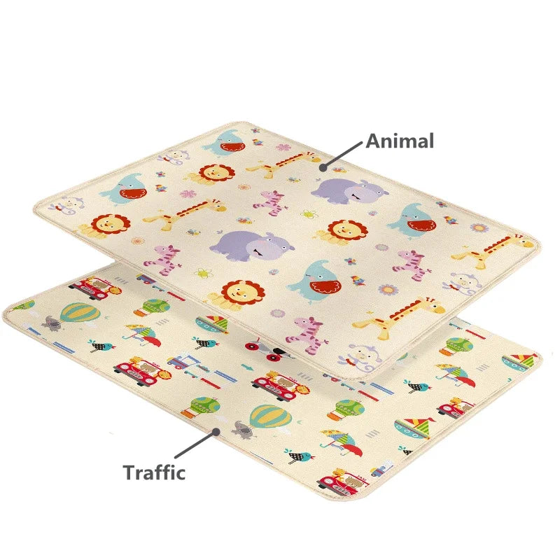 Alfombra de juego para bebés de 97x177cm, alfombra plegable para niños, alfombra para habitación de niños con patrón de doble cara, superficie de actividad educativa fácil de llevar