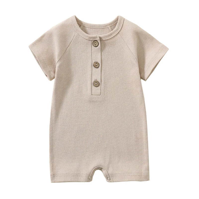 Pelele para bebé, ropa de verano, pijamas finos para bebé, mono de manga corta, ropa acanalada, trajes elásticos de punto para niña