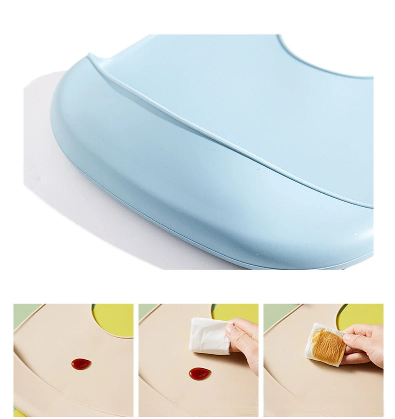 Baberos de silicona para bebés, babero impermeable para bebés, Color sólido, ajuste de 6 velocidades, bolsillo para Saliva, paños para eructar para niños, accesorios para recién nacidos